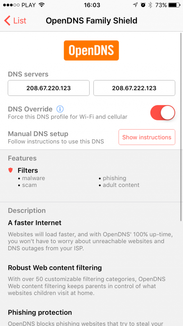 Активирована настройка opkg dns override